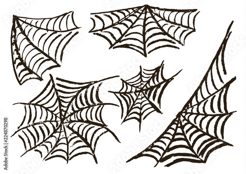 Halloween. Set cobwebs. Vector illustration. Collection of festive elements. Autumn holidays. Fun, children, traditions