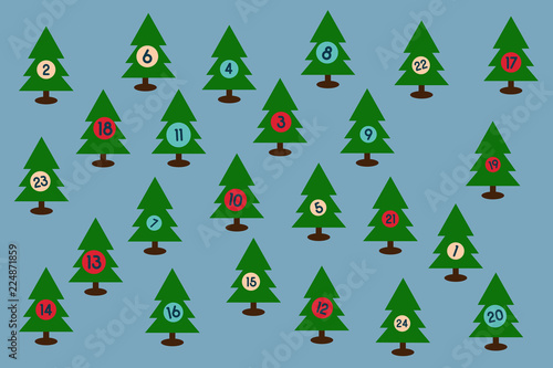 Weihnachtskalender mit Tannenbäumen
