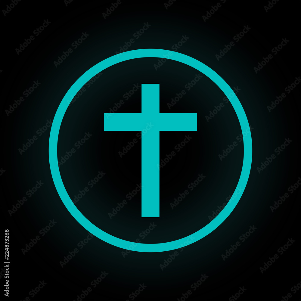 Neon Button rund - Kreuz Neon Button rund - Kreuz