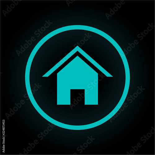 Neon Button rund - Haus