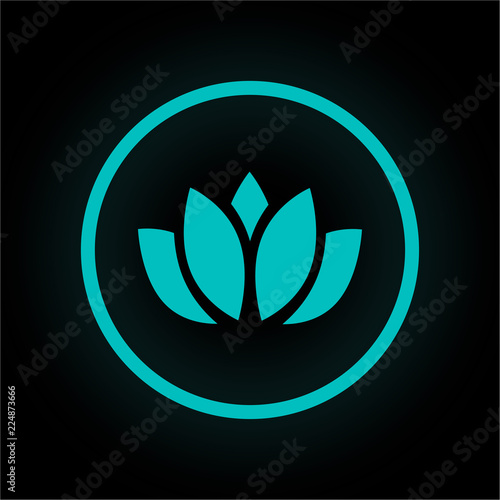 Neon Button rund - Lotusblume