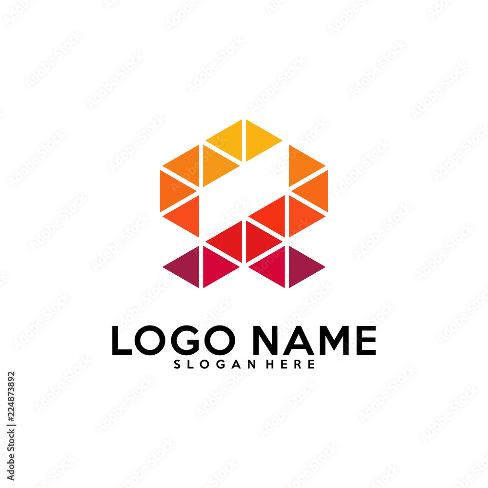 Fototapeta premium Initial S logo vector template, pixel, fast logo, triangle, r, v, n, c