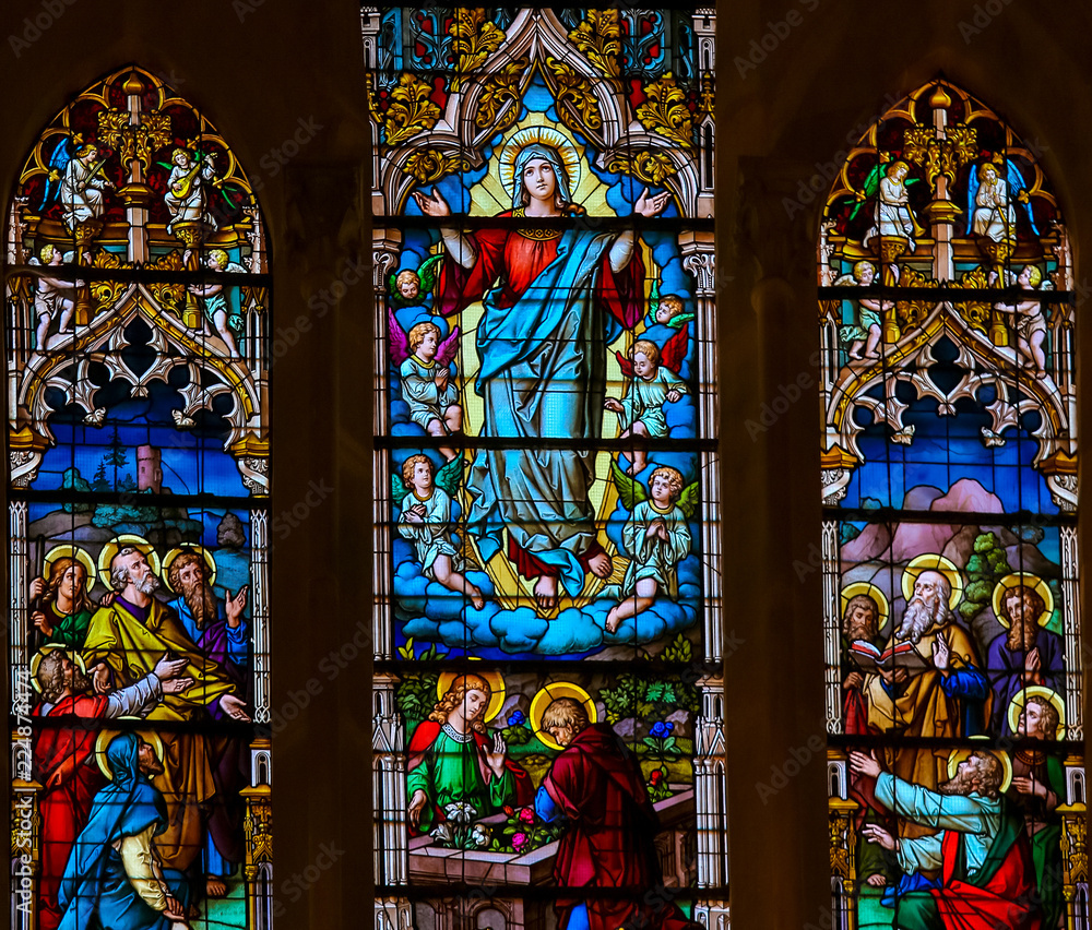 Assumption of Mary - Stained Glass in Burgos Cathedral