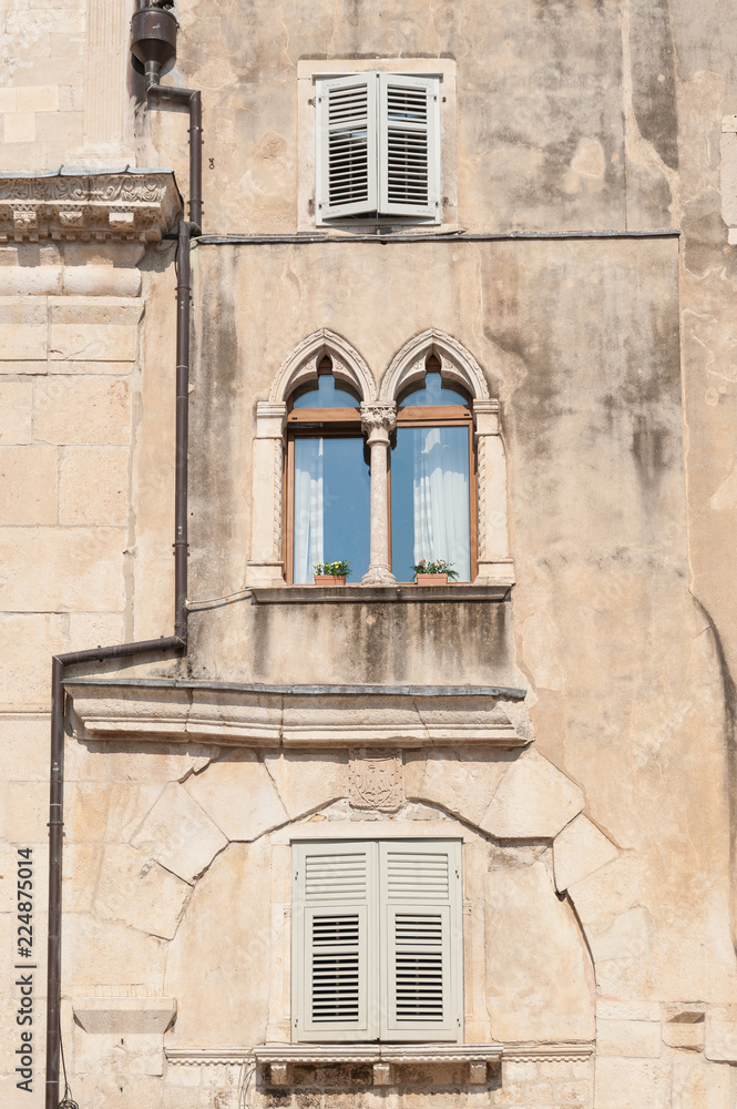Split, Croatia. Europe. Facade with windows.