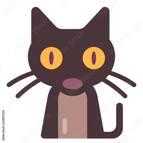 Black cat flat illustration