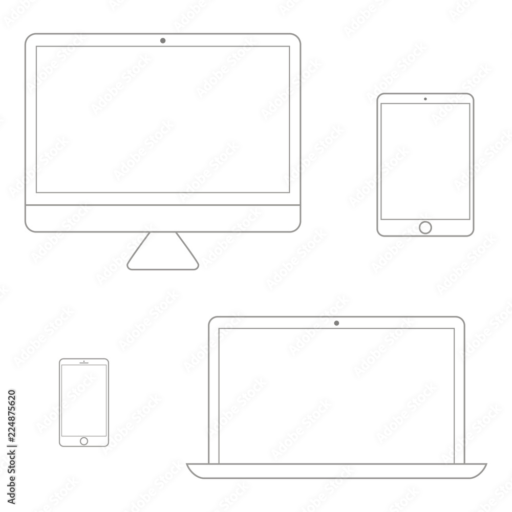 Electronic devices set line style Electronic devices set line style