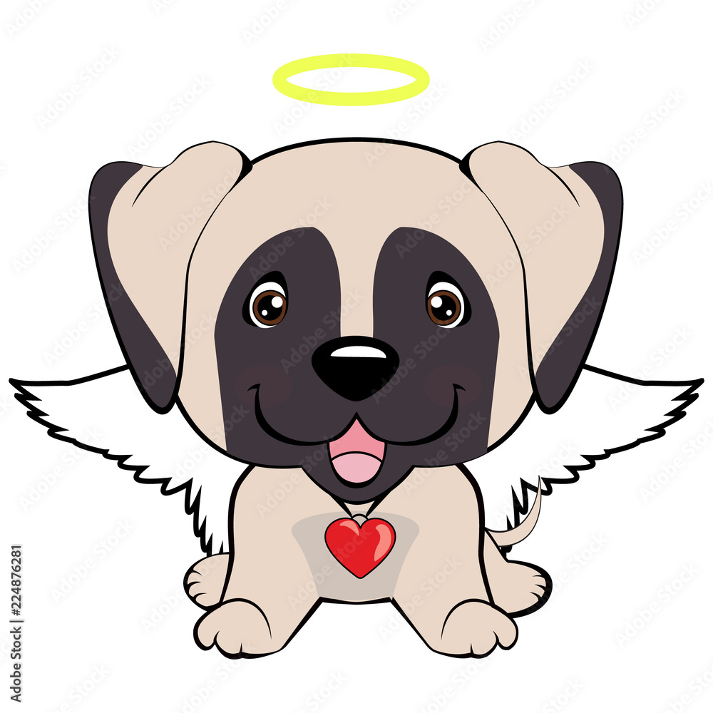 illustration of funny puppy dog media icon smiley, happy dog angel illustration of funny puppy dog media icon smiley, happy dog angel