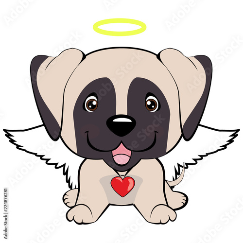 illustration of funny puppy dog media icon smiley  happy dog angel