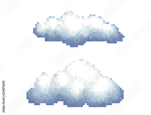 Cloud Pixel Art Illustration Isolated on White