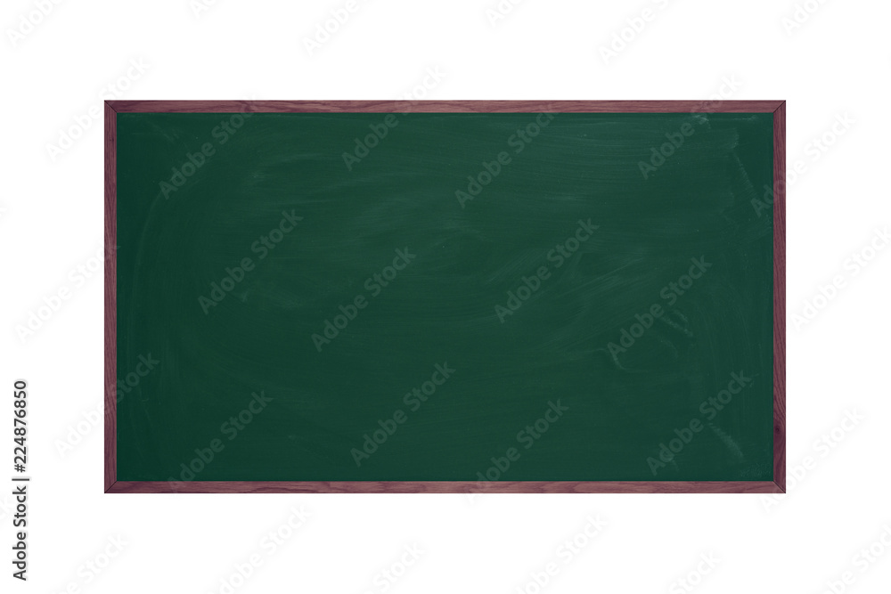 Green Chalkboard with colored wooden frame on isolated white background composition Green Chalkboard with colored wooden frame on isolated white background composition