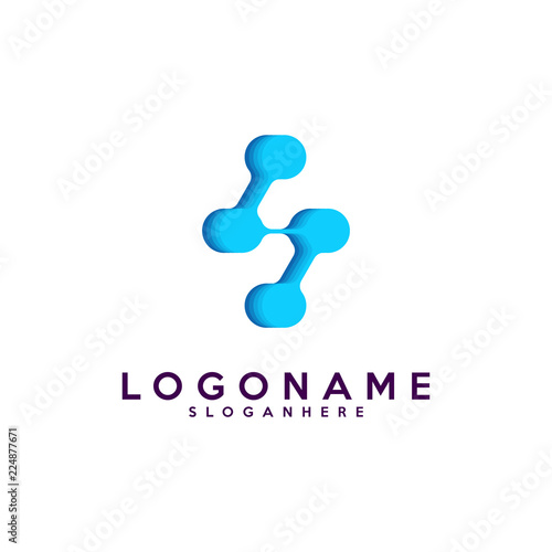 Letter S logotype,Technology and digital abstract dot connection vector logo