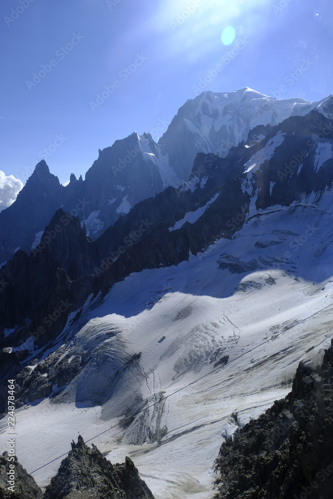 The Mont Blanc, Italian Monte Bianco, the highest mountain in the Alps. Italy