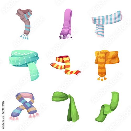 Vector design of scarf and shawl symbol. Set of scarf and accessory stock symbol for web.