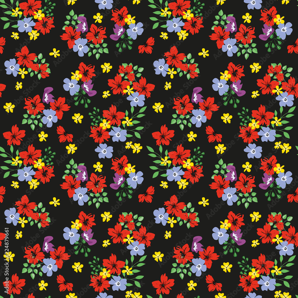 Fashionable pattern in small flowers. Floral seamless background for textiles, fabrics, covers, wallpapers, print, gift wrapping and scrapbooking. Raster copy