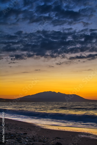 Early morning   dramatic sunrise over sea. Photographed in Asprovalta  Greece.