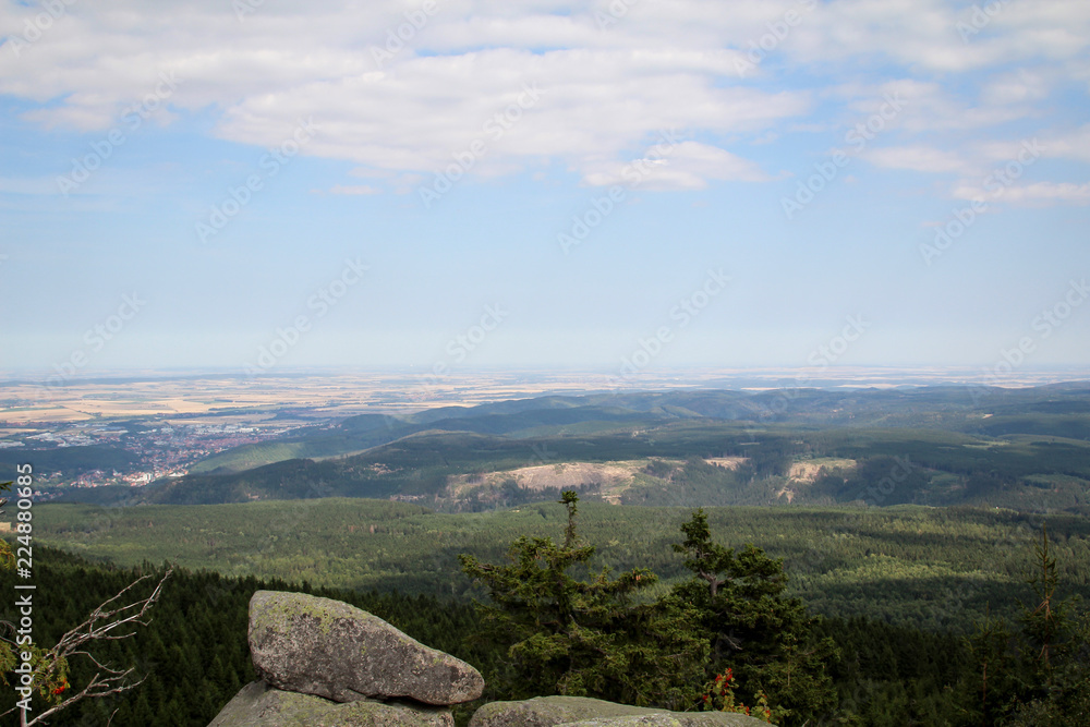 Landschaft im Harz, Felsen, Bäume