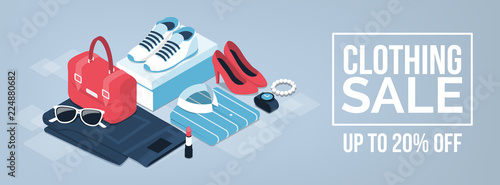 Clothing, fashion and beauty promotional sale