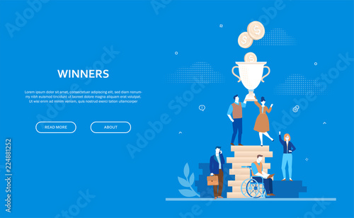 Winners concept - flat design style colorful banner