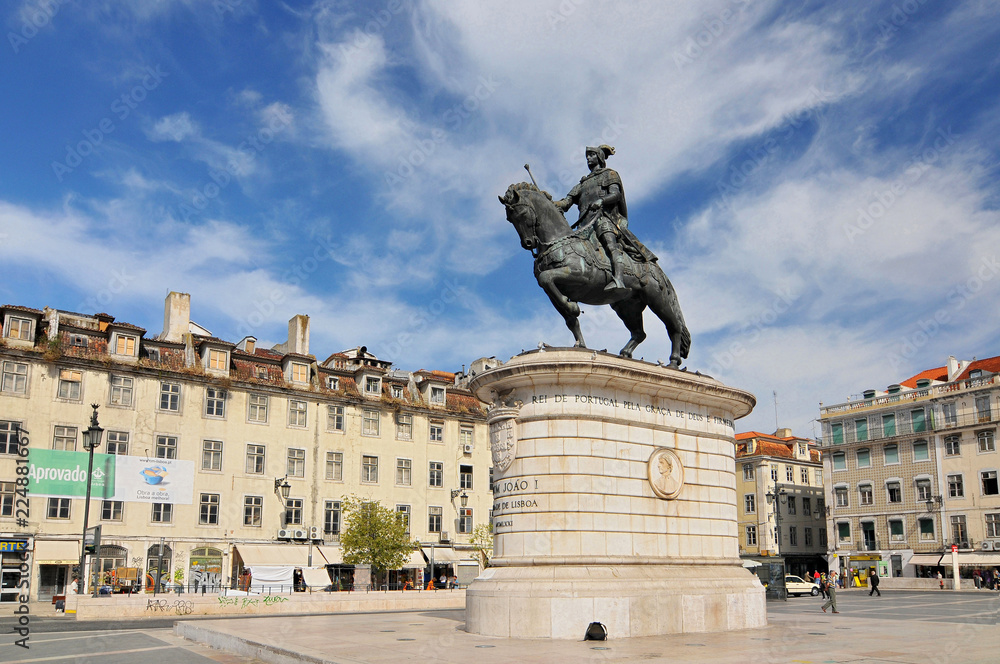 Portugal, Lisbon, Figueira square monument to king John I.