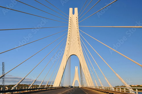 Travel to Algarve Portugal, cable-stayed bridge near Portimao city (Portimao bridge).