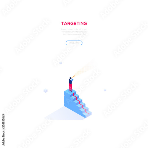 Targeting concept - modern isometric vector web banner