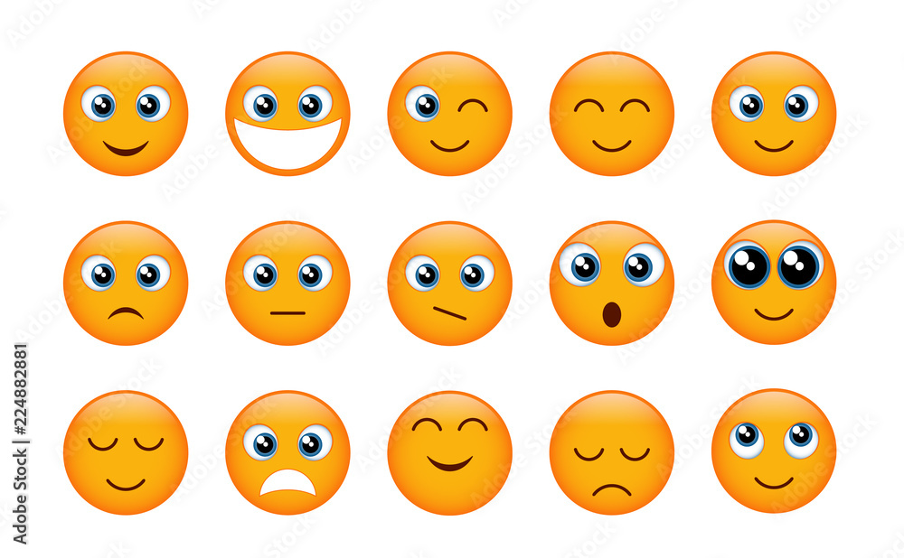 Fototapeta premium Set of yellow emojis