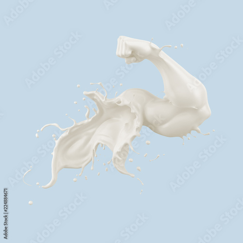 Splash of milk in form of arm muscle.