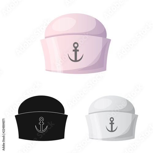 Isolated object of headgear and cap icon. Collection of headgear and accessory stock vector illustration.