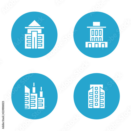 building and tower icons in blue buttons