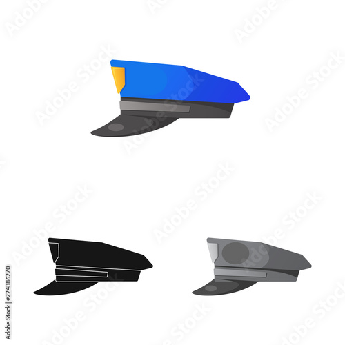 Vector illustration of headgear and cap logo. Set of headgear and accessory vector icon for stock.