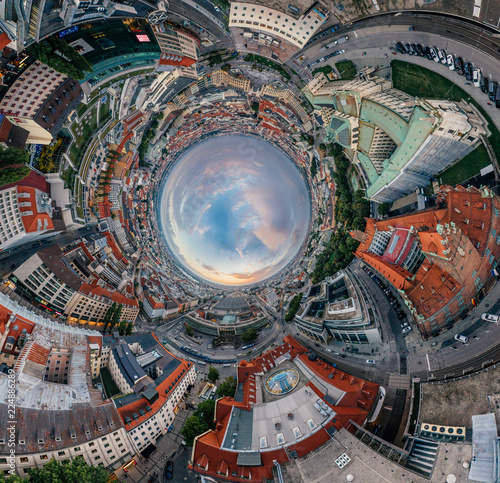 Munich city air drone 360 vr virtual reality panorama