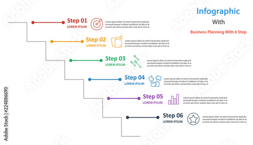 infographic element design 6 step, infochart planning