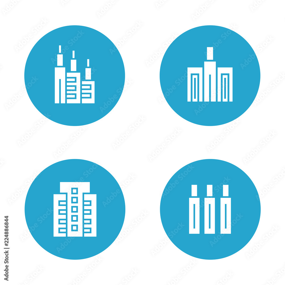 building and tower icons in blue buttons building and tower icons in blue buttons