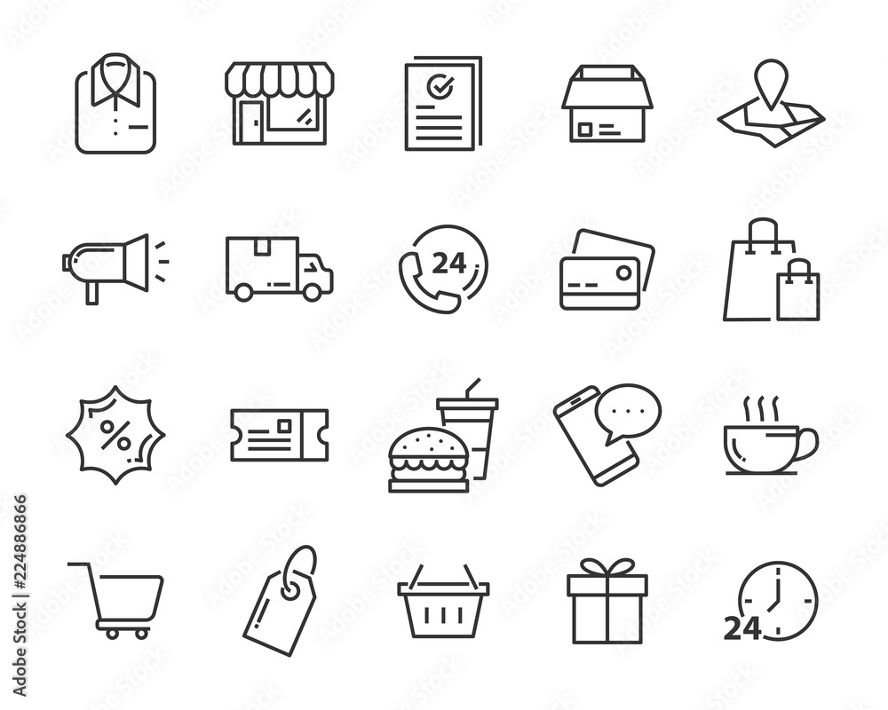 set of shopping line icons such as , delivery, shop, pay, e-commerce set of shopping line icons such as , delivery, shop, pay, e-commerce