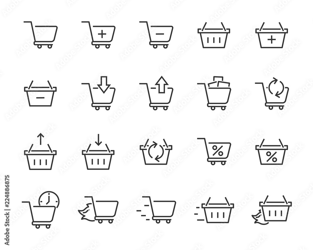 set of shopping line icons such as , delivery, shop, pay, e-commerce