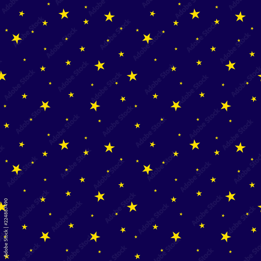 Naklejka premium Vector Seamless Pattern: Starry Sky, Bright Colors.