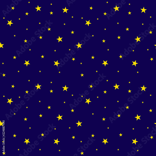 Vector Seamless Pattern: Starry Sky, Bright Colors.