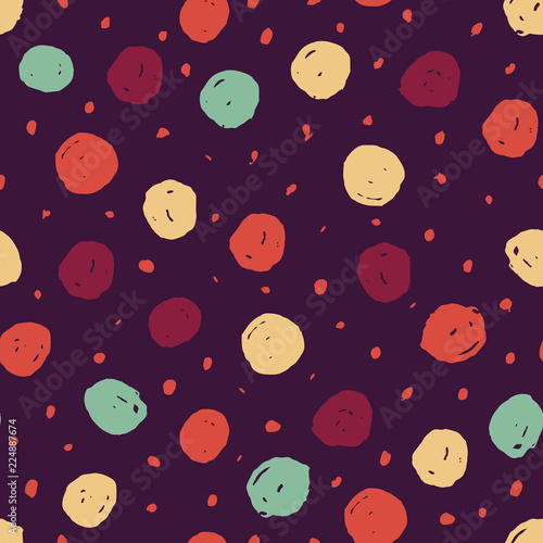 Vector abstract seamless pattern with hand drawn dots.