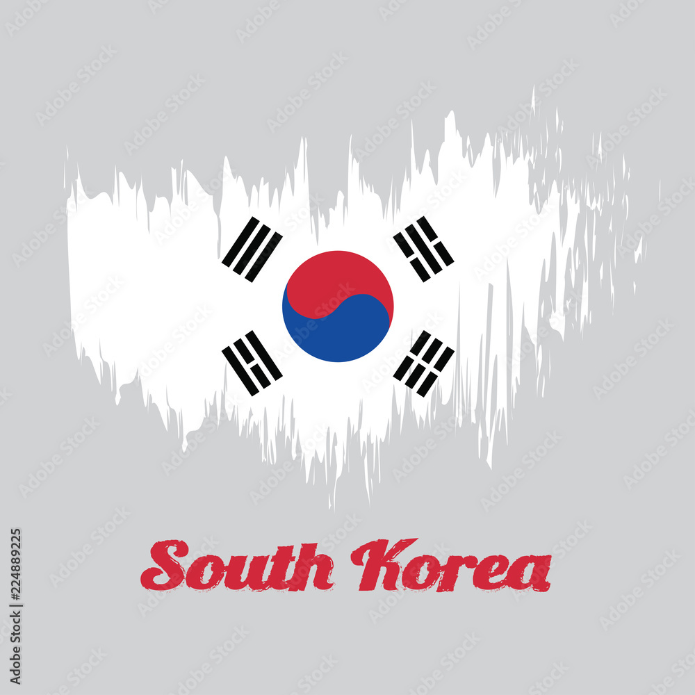 Brush style color flag of South Korea Flag, the white color with