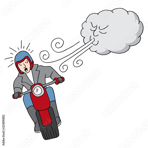 Motorcycle Rider Losing Control Windy Day