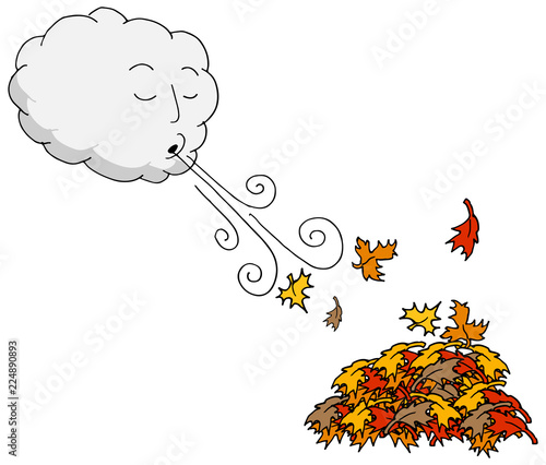 Windy Day Blowing Maple Leaves