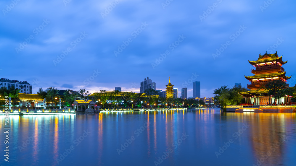 Fototapeta premium Nightscape of Chinese Classical Gardens..