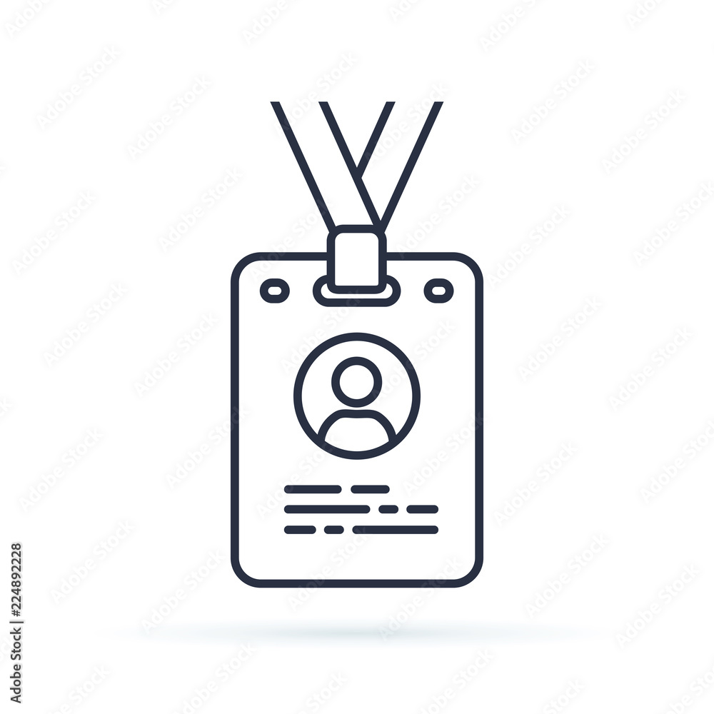 Press card outline icon. linear style sign for mobile concept and web design. Id card badge simple line vector icon Press card outline icon. linear style sign for mobile concept and web design. Id card badge simple line vector icon