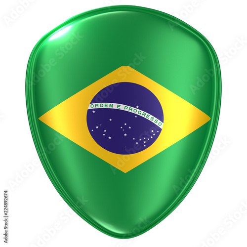 3d rendering of a Brazil flag icon.