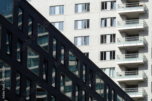 High rise modern residential building in Amsterdam (ZuidAs) in The Netherlands