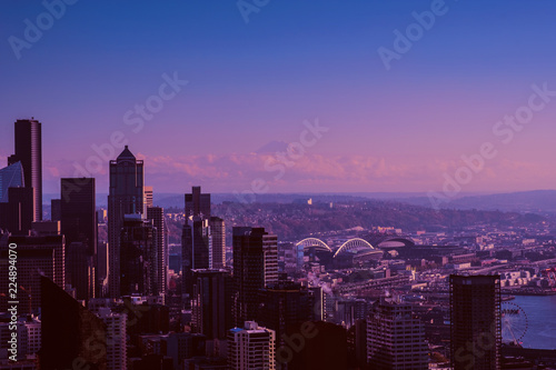 View of downtown Seattle skyline in Seattle Washington  USA