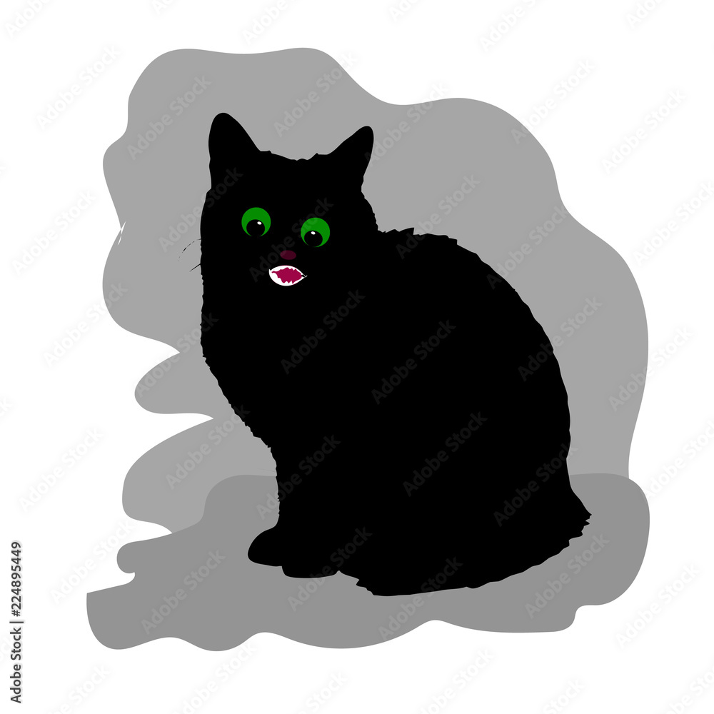 Black cat angry, Stock vector