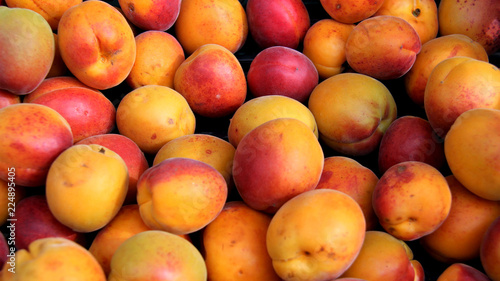 Colored Fresh Apricots On Local Fruits Market  In Germany