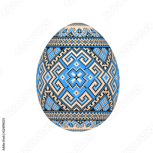 the easter egg with ukrainian cross-stitch ethnic pattern. pysanka ornament. isolated vector.