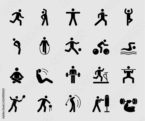 Silhouette icons set for Exercise